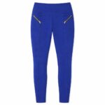 High-Waist Blue Leggings with Zipper Pockets