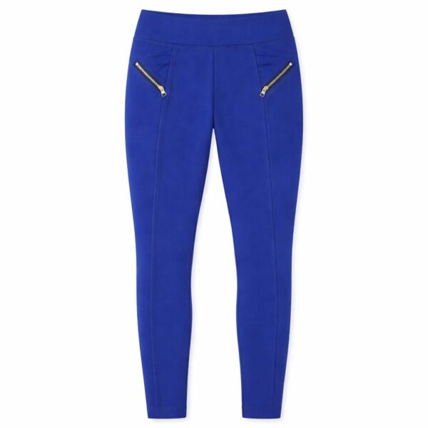 High-Waist Blue Leggings with Zipper Pockets